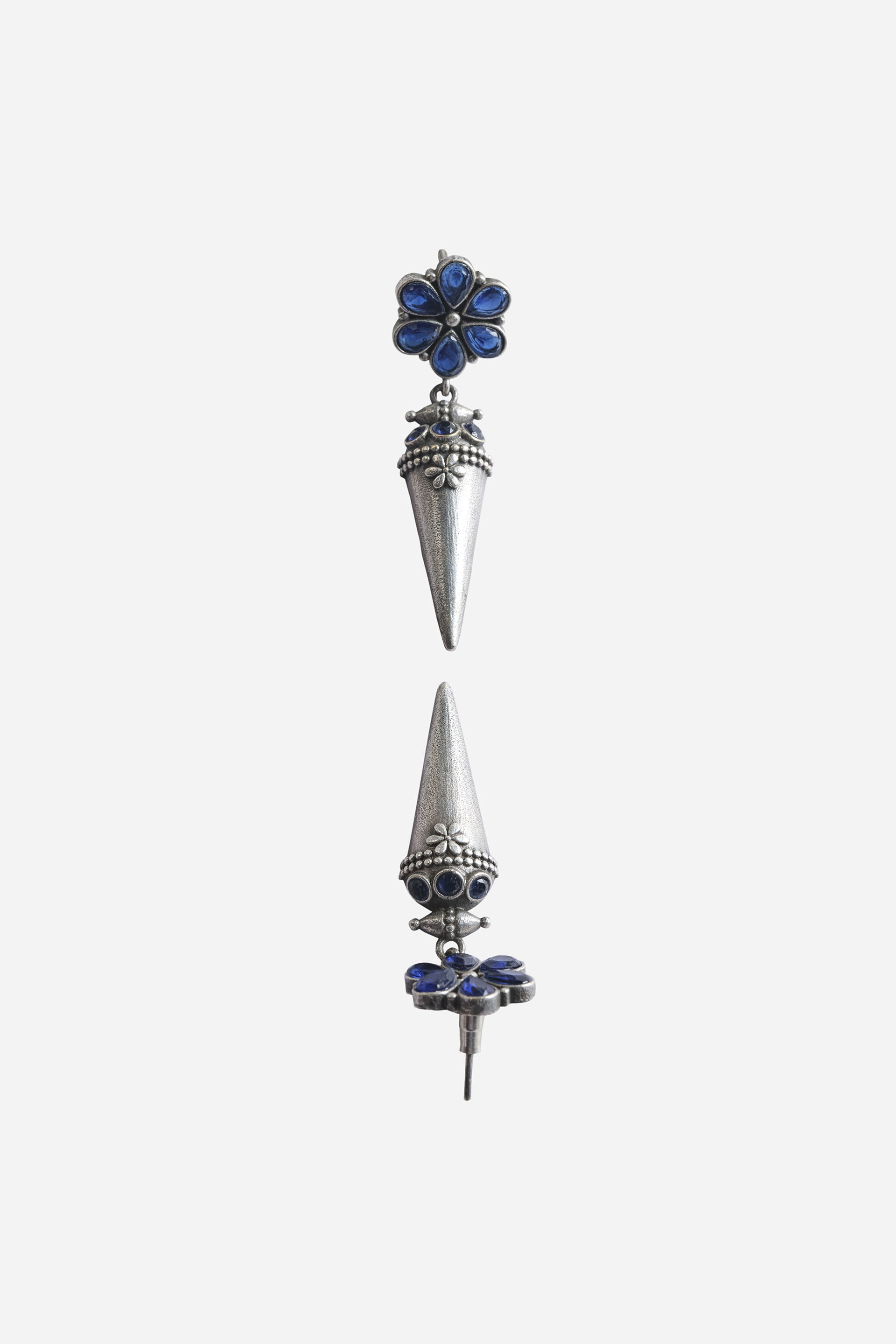 Blue Floral Spike Earrings, , image 3